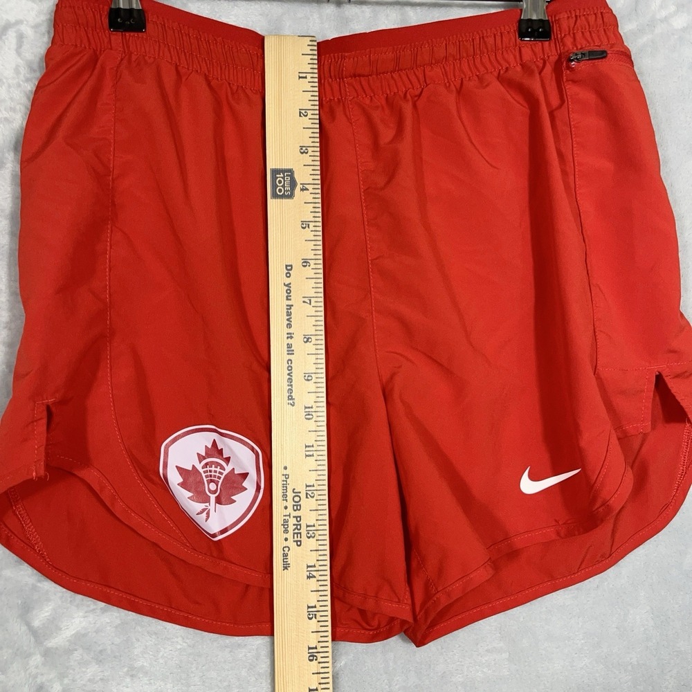 Nike Dri Fit Womens Lined Running Shorts M Red Drawstring 4" Lacrosse Zip Pocket - Picture 5 of 14